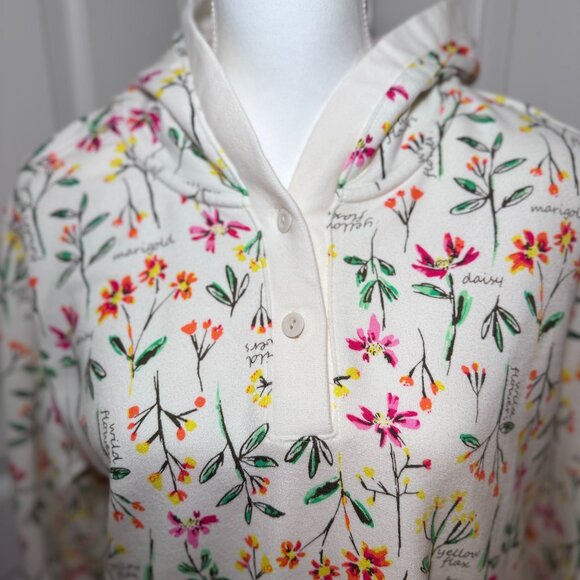 Lands' End Floral Hoodie size large - Picture 2 of 11